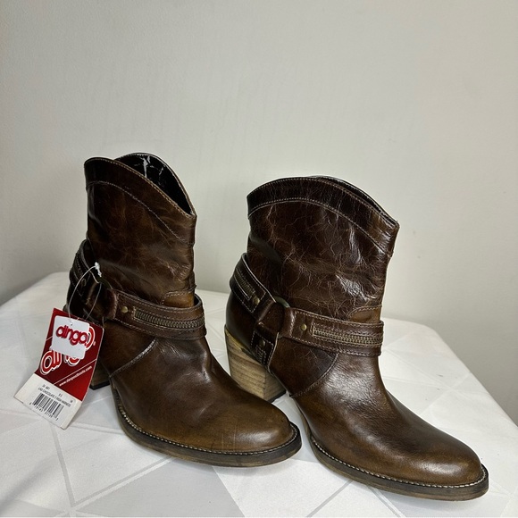 NWT Dingo Women's Metro Bluff Western Harness Boots Brown Leather Zipper US 10M - Picture 1 of 10